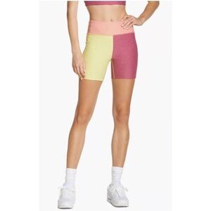 Outdoor Voices Colorblock Warmup Shorts Pink, Yellow Small Women's